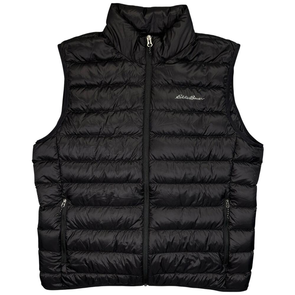 Eddie Bauer Men’s L 650 Down Puffer Vest Black Full Zip Sleeveless NWT